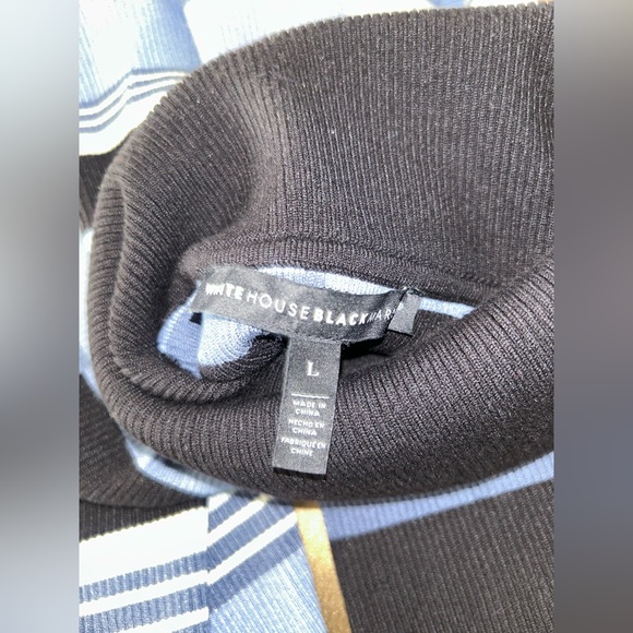 White House Black Market Striped Ribbed Black and Blue Long Sleeve Turtleneck - Picture 7 of 7